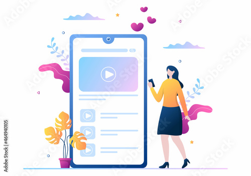 Video Tutorials Background Vector Illustration. Watching and Streaming Online on Computer About Education, Knowledge for Web Banner, Brochures, Poster or Book Cover