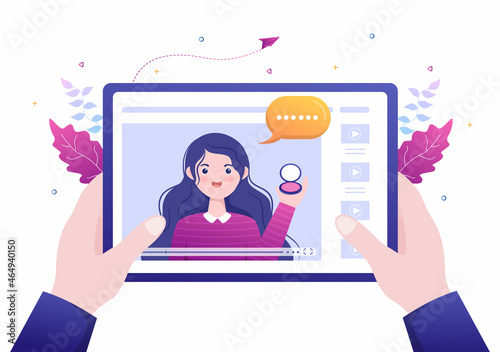 Video Tutorials Background Vector Illustration. Watching and Streaming Online on Computer About Education, Knowledge for Web Banner, Brochures, Poster or Book Cover