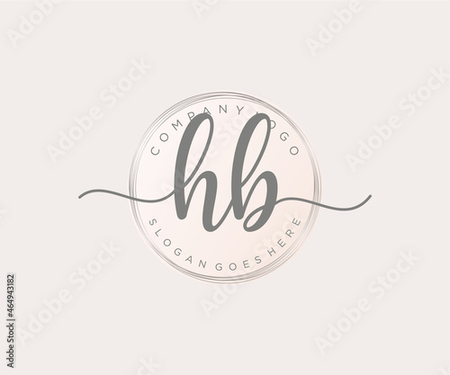 Initial HB feminine logo. Usable for Nature, Salon, Spa, Cosmetic and Beauty Logos. Flat Vector Logo Design Template Element.