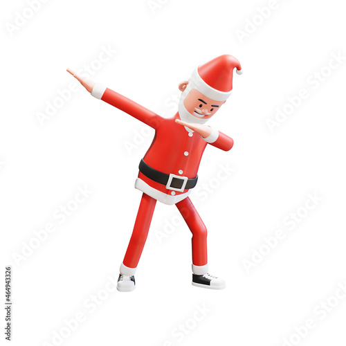 3d character illustration santa claus dabbing pose celebrates happy new year
