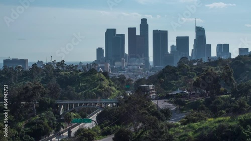 Timelapse of clouds over Downtown Los Angeles from Elysian Park near Dodger Stadium photo