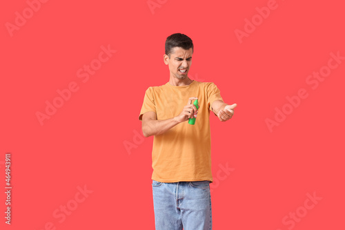 Young man with mosquito rep...