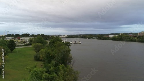 Wallpaper Mural Heavy overcast aerial on Hudson River at Riverfront Park in Albany, NY Torontodigital.ca
