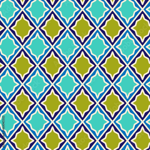 Retro diamond ornament. Abstract geometric seamless pattern. For textile and paper design