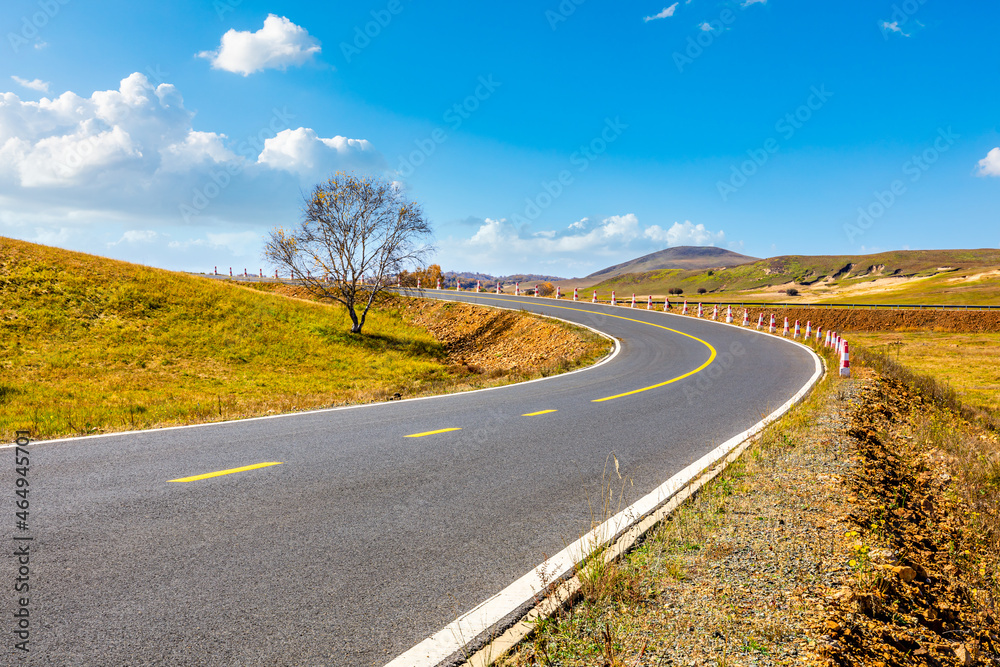 Asphalt road and mountain nature landscape at autumn. Asphalt road and mountain nature landscape at autumn.