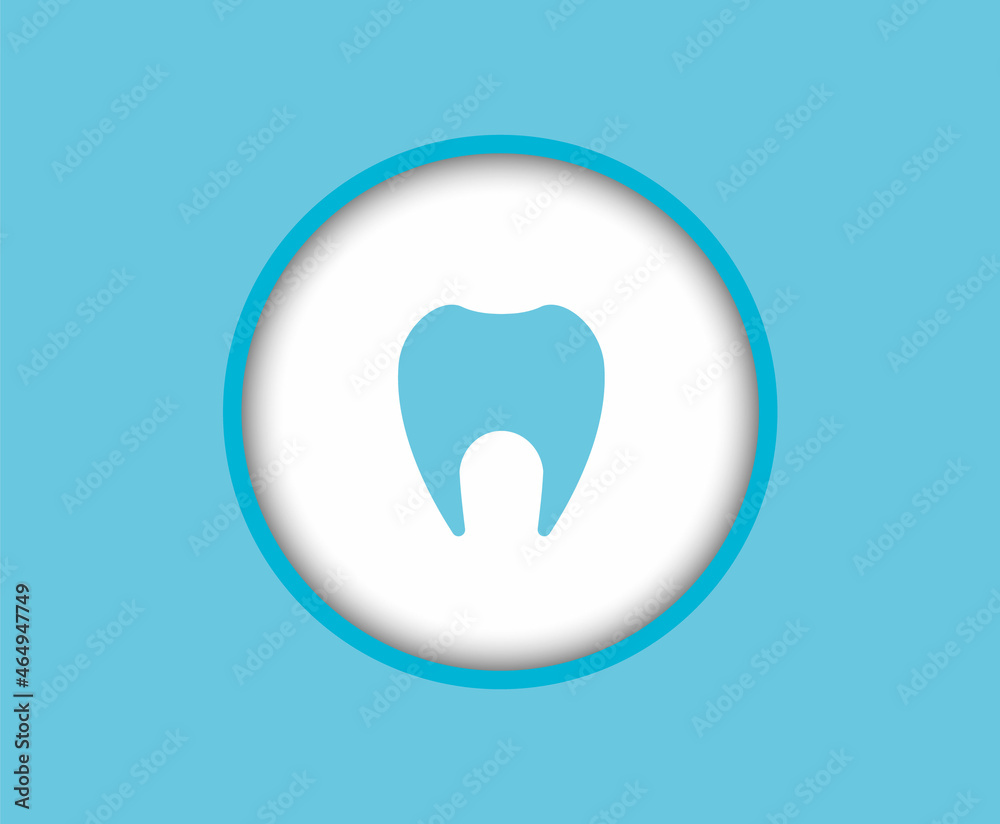 A healthy tooth icon on a blue background in a circle. A healthy tooth icon on a blue background in a circle.