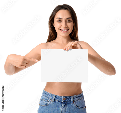 Naked young woman with empt...