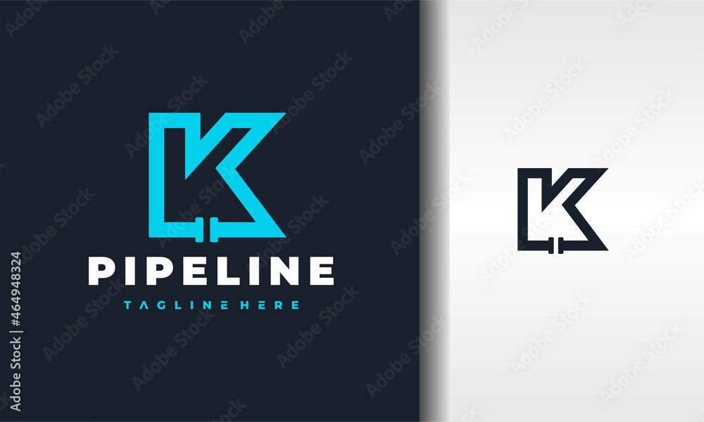 Obraz premium letter K pipe logo