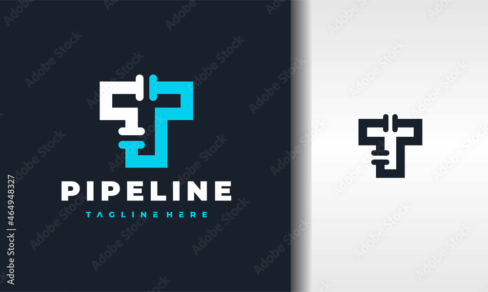 Obraz premium letter T pipe logo