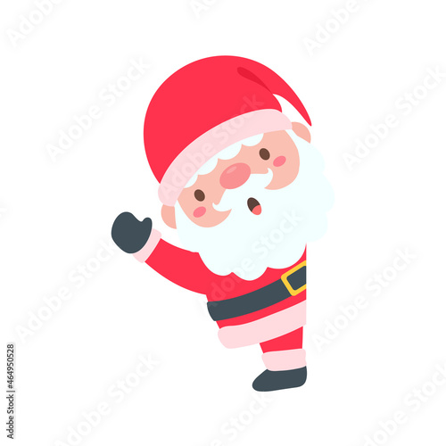 Santa Claus cartoon character with blank sign for decorating Christmas greeting cards © anuwat
