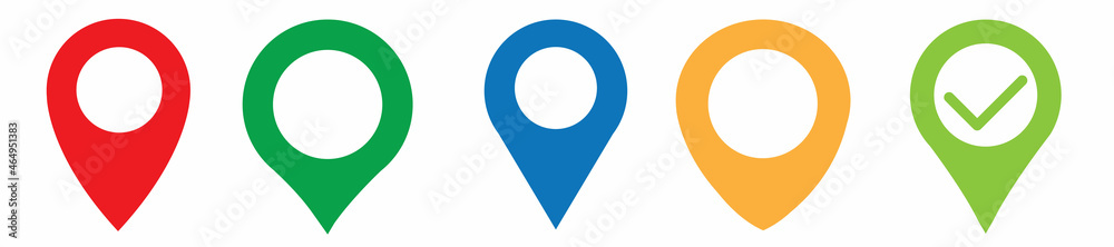 Obraz premium Location pin set. Map pin, pointer. Colour map pin vector