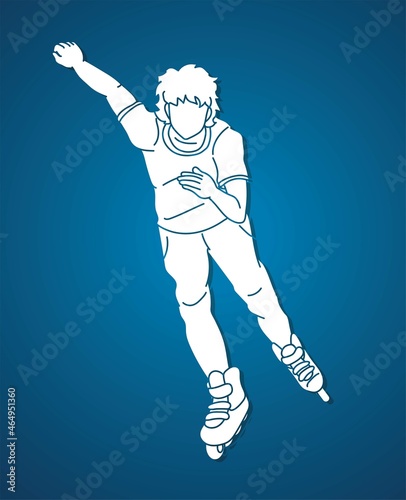 Roller blade Player Extreme Sport Cartoon Graphic Vector