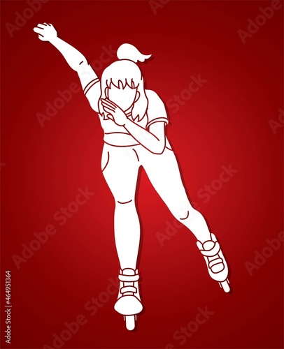 Roller blade Player Extreme Sport Cartoon Graphic Vector