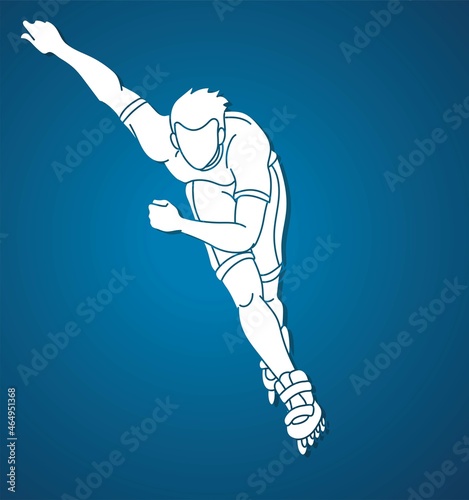 Roller blade Player Extreme Sport Cartoon Graphic Vector