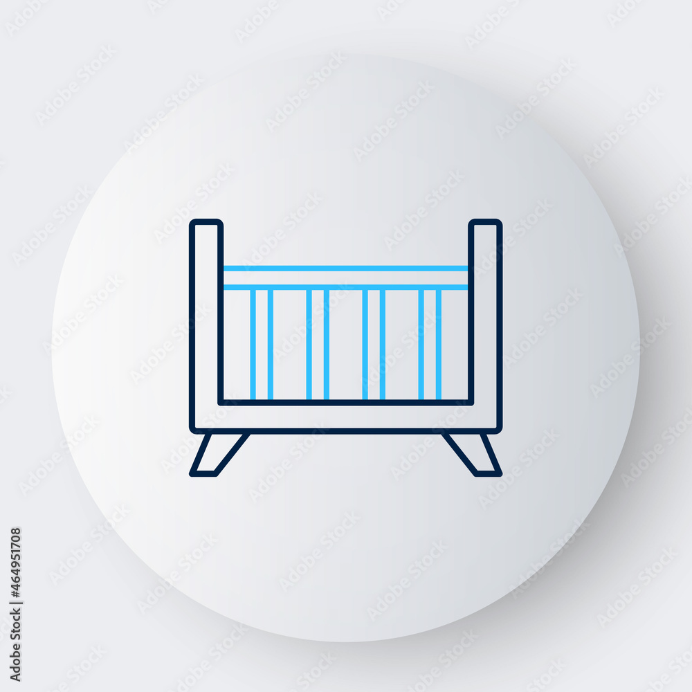 Line Baby crib cradle bed icon isolated on white background. Colorful outline concept. Vector Line Baby crib cradle bed icon isolated on white background. Colorful outline concept. Vector