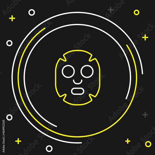 Line Facial cosmetic mask icon isolated on black background. Cosmetology, medicine and health care. Colorful outline concept. Vector