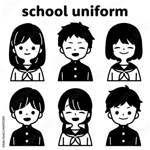 人物イラストセット_学生服