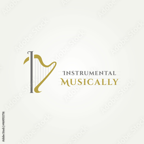 Valokuvatapetti musical harp instrument initial logo
