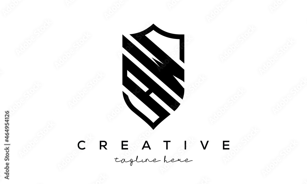 AW letters Creative Security Shield Logo AW letters Creative Security Shield Logo