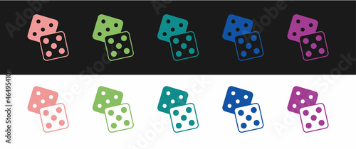 Set Game dice icon isolated on black and white background. Casino gambling. Vector