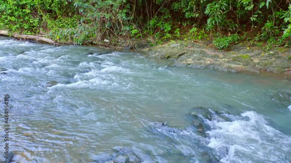 Higuero river flowing at La Cuaba in Dominican Republic. Panning Higuero river flowing at La Cuaba in Dominican Republic. Panning