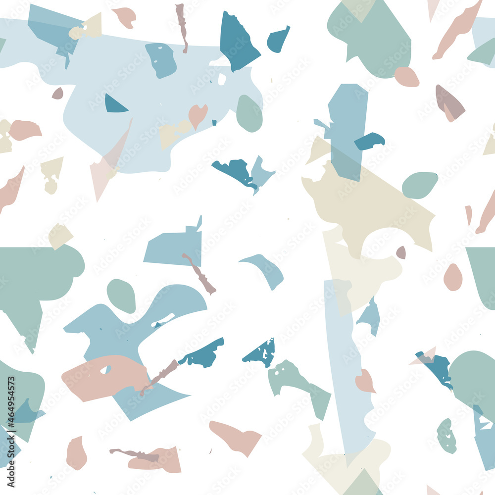 Terrazzo seamless pattern. Blue classic flooring