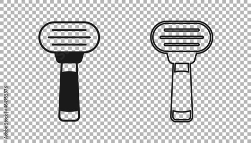 Black Shaving razor icon isolated on transparent background. Vector