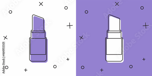 Set Lipstick icon isolated on white and purple background. 8 March. International Happy Women Day. Vector