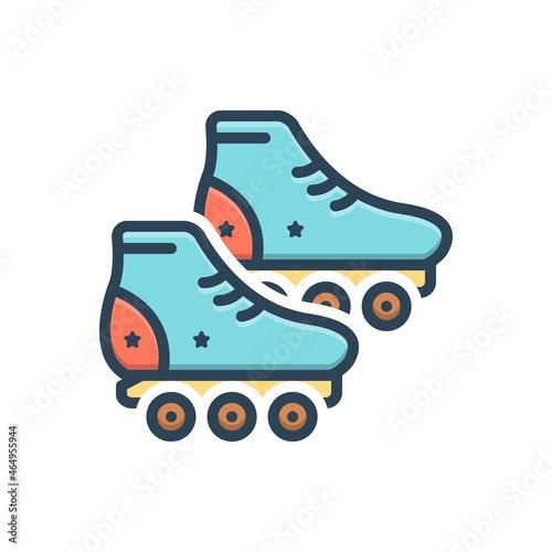 Color illustration icon for skating