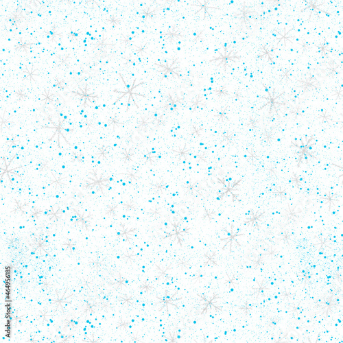 Hand Drawn Snowflakes Christmas Seamless Pattern. Subtle Flying Snow Flakes on chalk snowflakes Background. Amusing chalk handdrawn snow overlay. Remarkable holiday season decoration.
