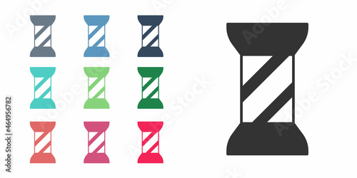 Black Sewing thread on spool icon isolated on white background. Yarn spool. Thread bobbin. Set icons colorful. Vector