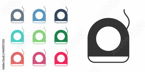 Black Dental floss icon isolated on white background. Set icons colorful. Vector