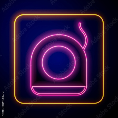 Glowing neon Dental floss icon isolated on black background. Vector