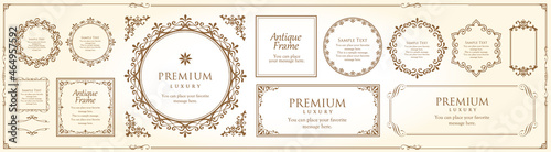 クリスマスをイメージしたフレームデザインのセット。アンティーク。ビンテージ。エレガント