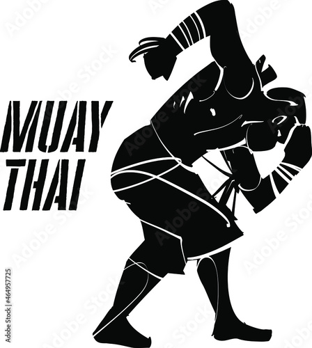 Illustration of a Muay Thai Fighter Kicking