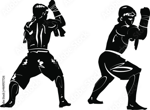 Illustration of a Muay Thai Fighter Kicking