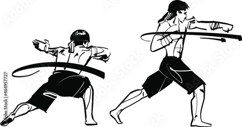 Illustration of a Muay Thai Fighter Kicking