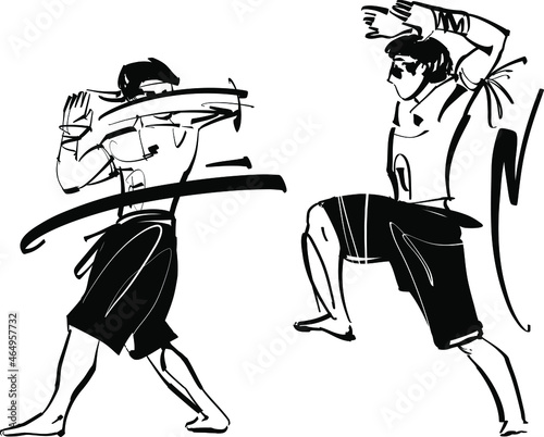 Illustration of a Muay Thai Fighter Kicking