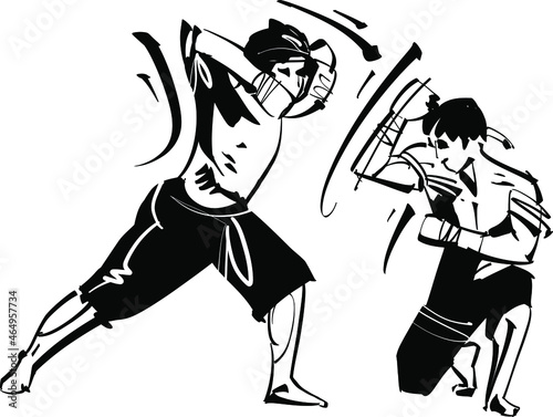 Illustration of a Muay Thai Fighter Kicking