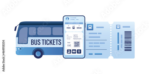 Mobile application for buying tickets online. Booking bus tickets digital. Bus and paper pass