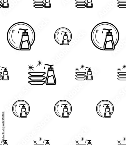 Dish Cleaning Icon Seamless Pattern, Dish Washing
