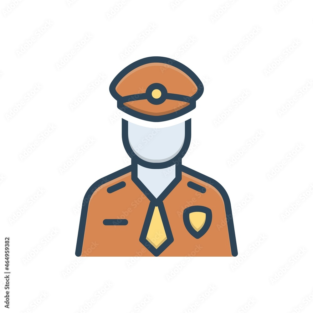 Color illustration icon for officer