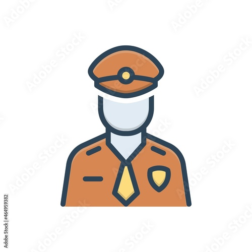 Color illustration icon for officer