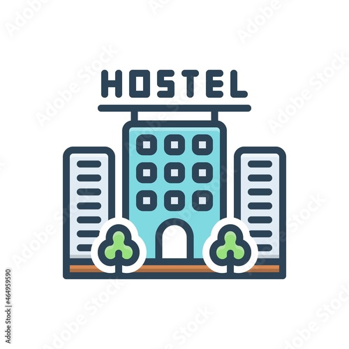 Color illustration icon for hostel