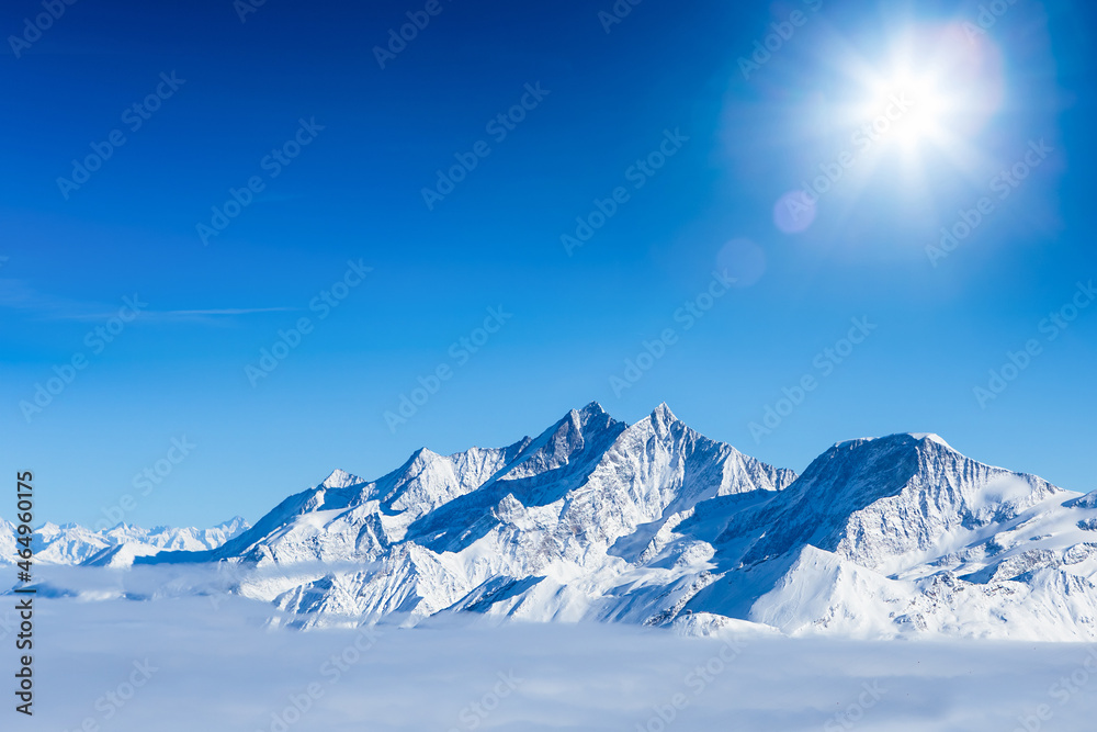 Alps mountain landscape. Beautiful winter landscape