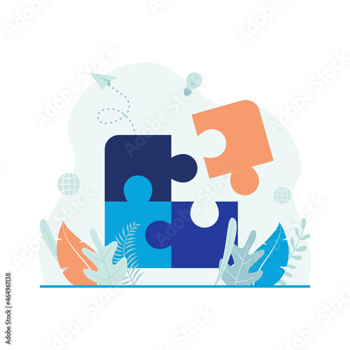 Business solution, problem solve vector illustration. Puzzle game icon. Flat design suitable for many purposes.