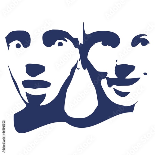 Human face front view silhouettes. Various emotions