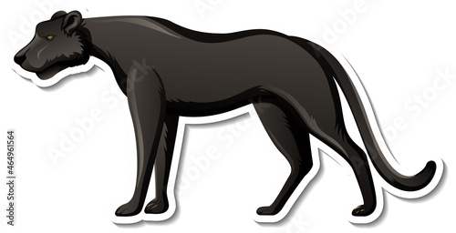 A sticker template of black panther cartoon character © blueringmedia