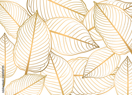 pattern Gold leaf. Royal wallpaper Vector illustration. white background