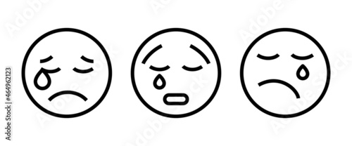 sad crying smiley face character with tears streaming down his face, crying out loud icon